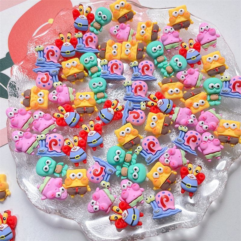 Tamaño pequeño esponja bebé resina accesorios DIY crema pegamento horquilla teléfono móvil Shell brillante cangrejo pequeño colgante al por mayor