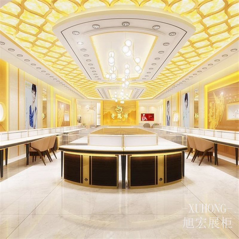 珠宝柜定制 黄金项链珠宝展示柜翡玉石首饰摆放陈列玻璃柜展示台