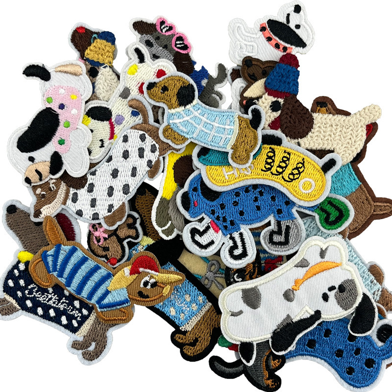 ダックスフント漫画刺繍パッチ布ステッカー佛山メーカー在庫卸売コンピュータ刺繍ラベル衣類装飾アクセサリー|undefined