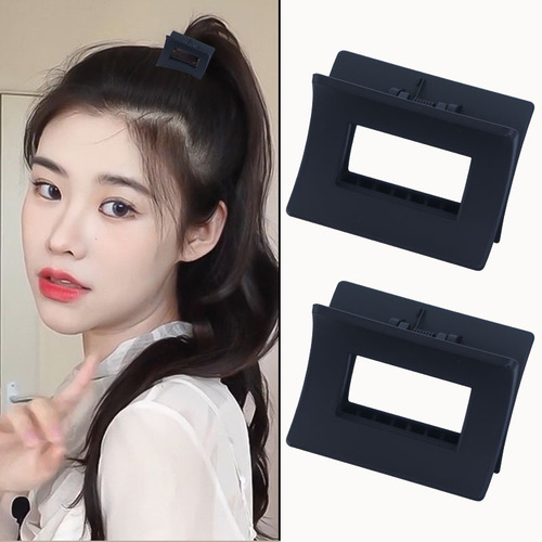 DIY Cream Glue Puffy Hair Clip Accessories – Black Mini Geometric Small Claw Clips, Traceless Bangs Clips