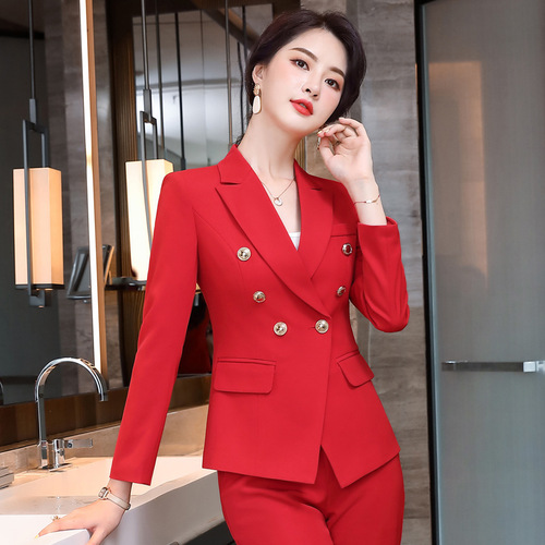 White Long-Sleeve Blouse Women's Fashion Professional Suit Spring and Autumn Outerwear CEO Suit Set of 3 Pairs