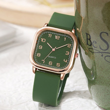 跨境女士手表超薄石英表女学生考试手表阿拉伯数字硅胶表带手表