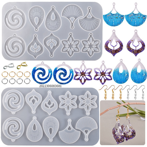 Poppy diy glue exotic style earrings silicone mold hollow pattern water droplet fan leaf flower pendant abrasive tool