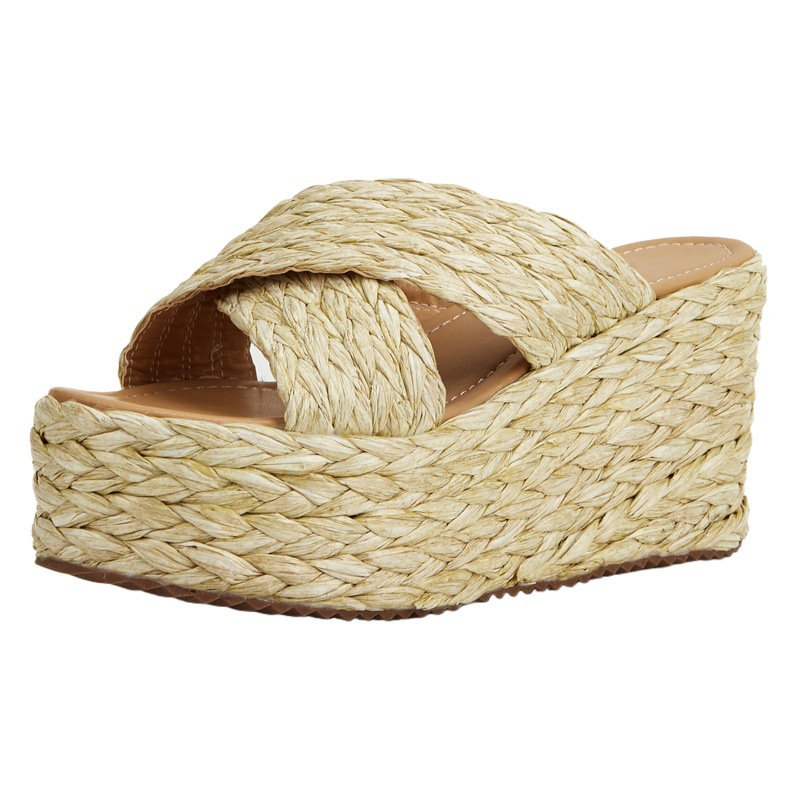 Venta directa de fábrica: Sandalias de cuña con cordones de cáñamo para mujer, novedad 2025, de tacón alto y plataforma, estilo europeo y americano. image 1