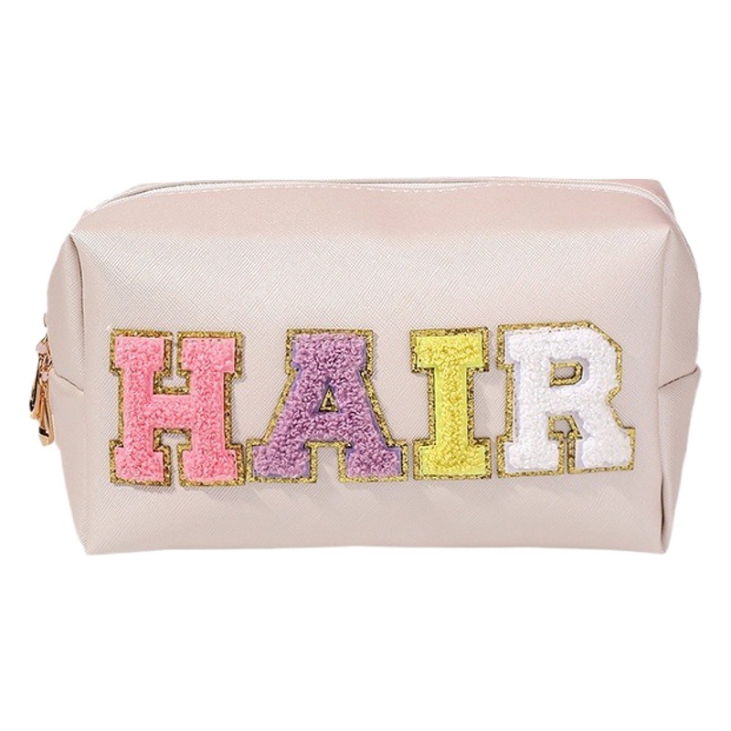 Amazon toalla bordada pegatinas bolsa de cosméticos viajes al aire libre transparente bolsa de almacenamiento de gran capacidad chica bolsa de lápiz labial
