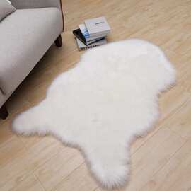 LongSheepskinFurAreaRugSolidPlainLivingRoo北欧风地毯防滑
