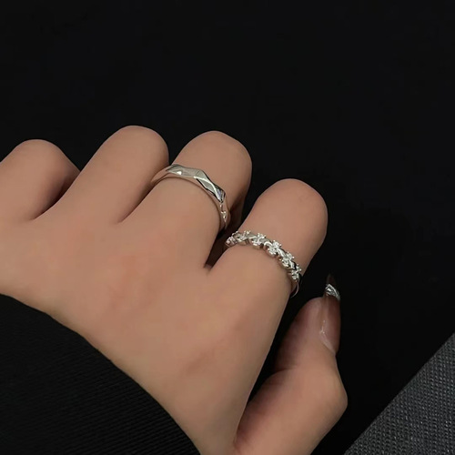 S925 sterling silver crowning love couple ring pair of light luxury niche design open ring for men and women wholesale
