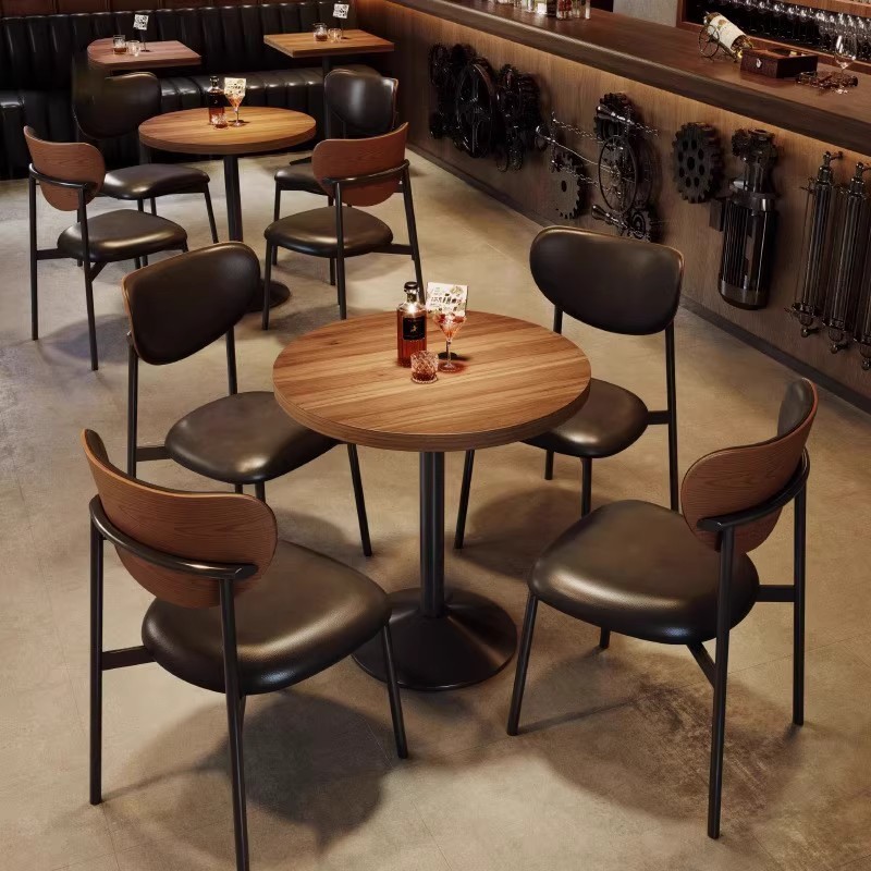 复古清吧酒吧实木桌椅组合餐吧酒馆咖啡店网红西餐厅餐饮卡座沙发|undefined