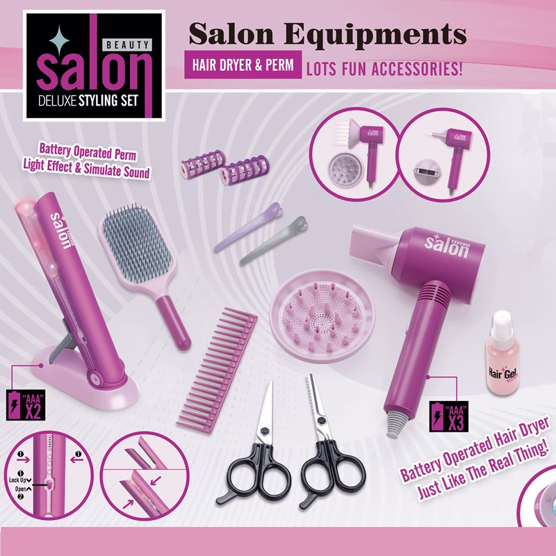 Набор для парикмахерской Amazon 2026: игрушечный фен, выпрямитель для волос, 17 предметов, для девочек