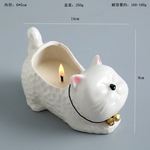 简约烛台ins卡通猫咪烤火陶瓷工艺品家用摆件气氛节日礼物耐高温