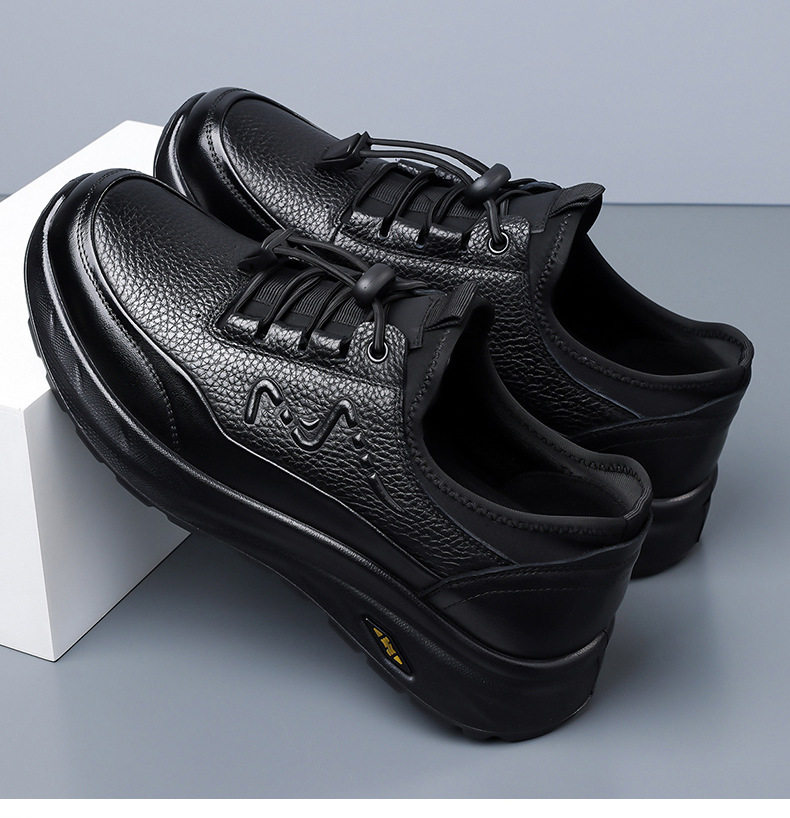 Giày lười nam da bò thật đế mềm chống mài mòn, đế dày nhẹ, kiểu slip-on — D1825 Đen chi tiết 16