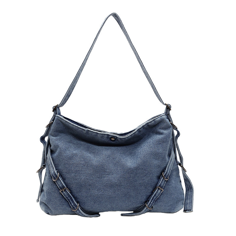 Bolso de axila de gran capacidad de nicho 2024 nuevo bolso de mezclilla bolso de cubo de marea lindo para mujer bolso de mensajero de un solo hombro