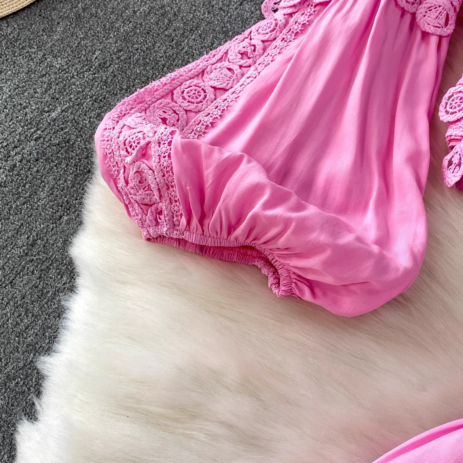 Elegantes Damen Zweiteiler Set Rosa Spitzenbluse Mit Rock_voghion.com