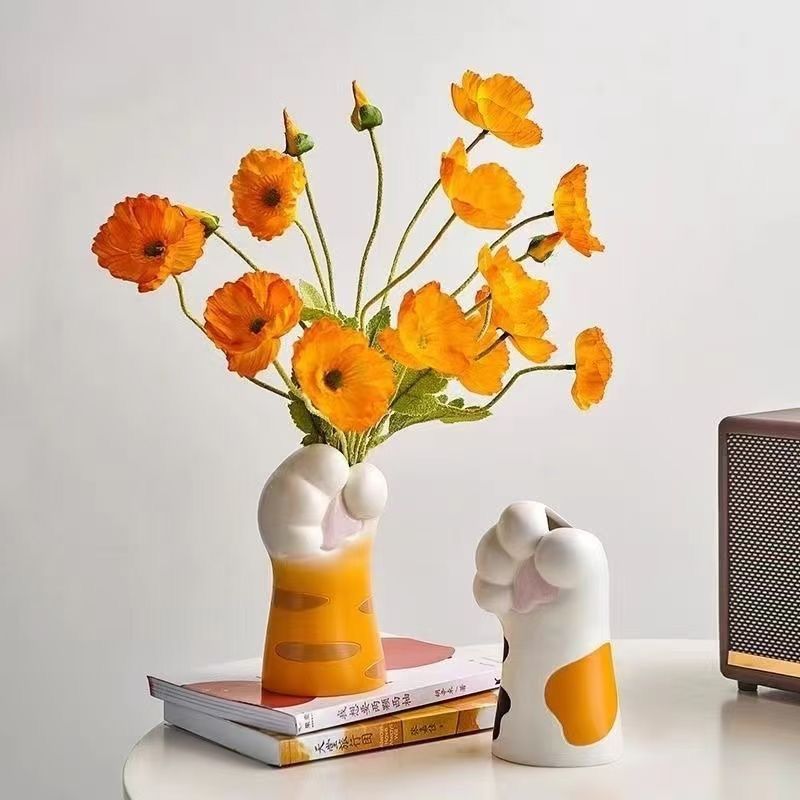 クリエイティブ花瓶猫の爪装飾品かわいいデスクトップリビングルームホーム玄関テレビキャビネットオフィスフラワーアレンジメント装飾|undefined
