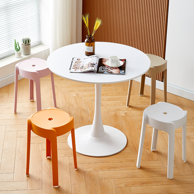 Stool household with stackable thick Nordic style car bench simple modern dining table chair creative adult plastic stool