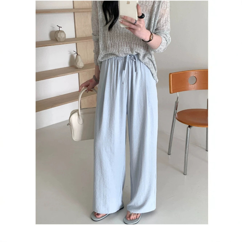 (Naipai Air-Conditioning Pants) Soft and Skin-Friendly Drapey Summer Straight Wide-Leg Pants for Petite Individuals, Thin and Cool Pants (Naipai Air-Conditioning Pants) Soft and Skin-Friendly Drapey Summer Straight Wide-Leg Pants for Petite Individuals, Thin and Cool Pants