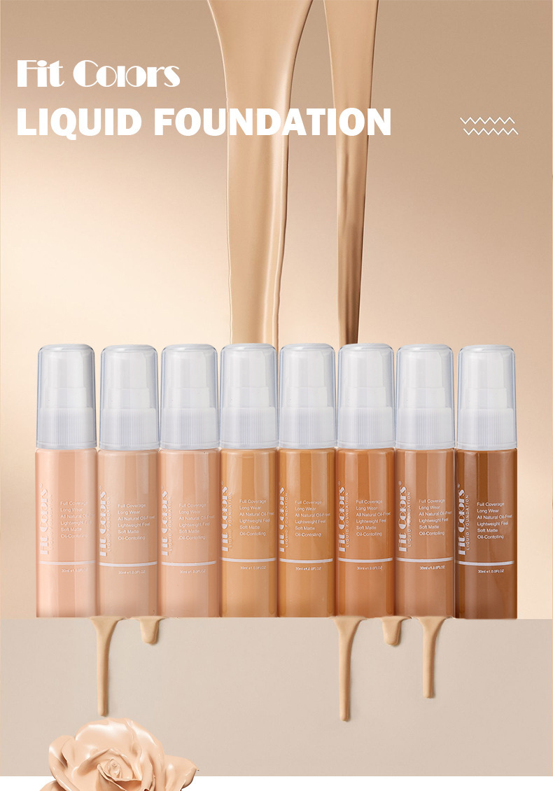 Fit Colors 8-color foundation is easy to push away, holding makeup, matte, concealer, face repairing, liquid foundation,_voghion.com