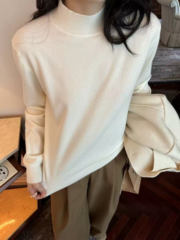 韩版半高领针织打底衫女秋冬季时尚洋气修身显瘦内搭毛衣百搭上衣|undefined