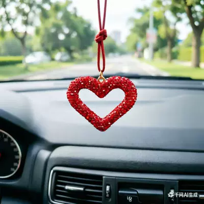Pendant Car Keychain, Car hanging - red-love-rope