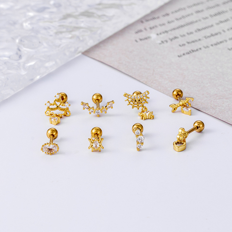 Henson New Love Pendant Spider Web Earbone Nail Stainless Steel Thick Rod Cartilage Puncture Screw Earnail Fashion Ear_voghion.com