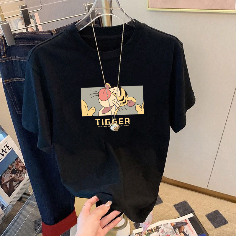 La moda fresca de seda del hielo Camiseta cuello redondo Camiseta de moda ropa superior carta impresión versátil casual corto hombres y mujeres mismo estilo image 10
