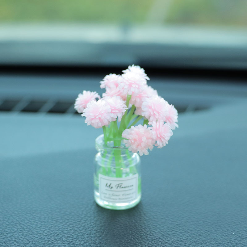 Red de Internet jarrón fresco flor casa de muñecas mini interior de coche consola central decoración de coche decoración de coche espejo cruzado simple