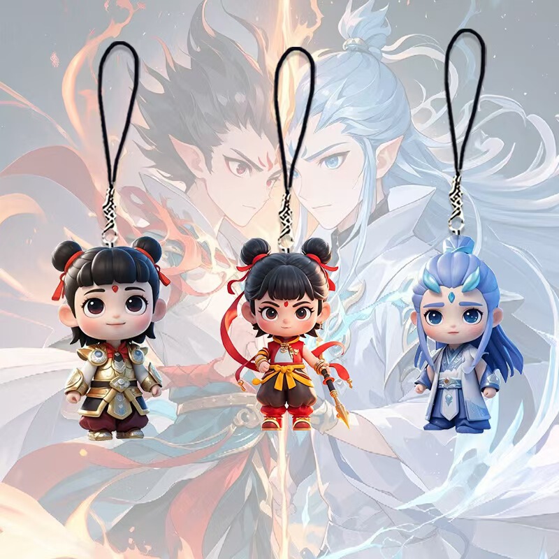 Nezha 2: the Magic Child Chaos Sea Wave Custom Acrylic Backpack Keychain Pendant Gift for Friends Q Version Lotus Cake