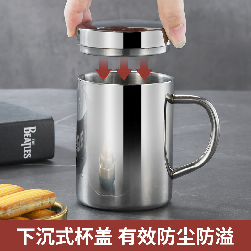 Kindergarten niños estudiante portátil taza de beber con tapa de doble capa de La Copa letras engrosada 304 de acero inoxidable taza de la Oficina