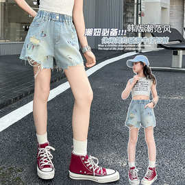 女童破洞牛仔短裤儿童百搭洋气韩版外穿五分裤女孩休闲夏装热裤潮