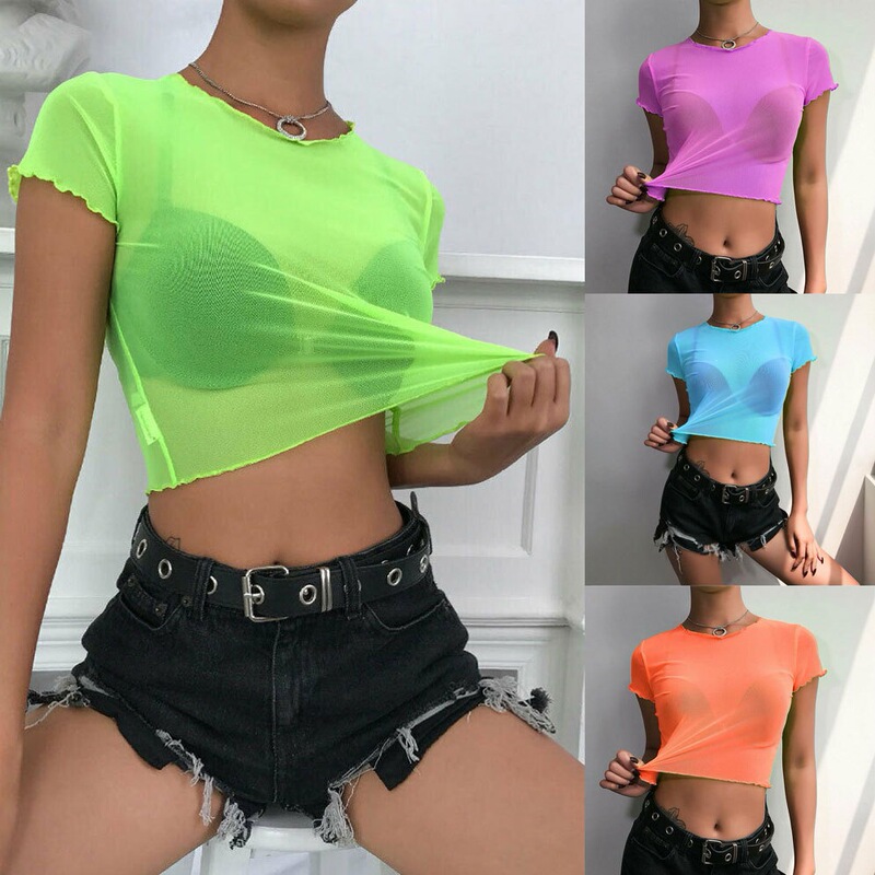 Aliexpress New Fashion Women's Solid Color See-Through Mesh Transparent Short Top T-Shirt Bikini Beach Cover-Up Aliexpress New Fashion Women's Solid Color See-Through Mesh Transparent Short Top T-Shirt Bikini Beach Cover-Up