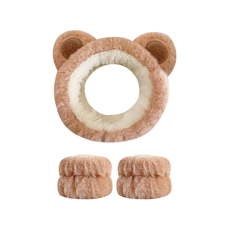 Otoño y invierno nuevo super lindos dibujos animados animal correa de cabello conjunto de correa de muñeca a prueba de humedad presión protector de cabello de muñeca lavado de la cara accesorios de cabello al por mayor