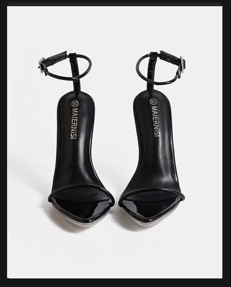 Sandal cao gót nữ 12 cm quai ngang mảnh phong cách thanh lịch — Màu be, Màu bạc, Màu trắng, Màu tím chi tiết 19
