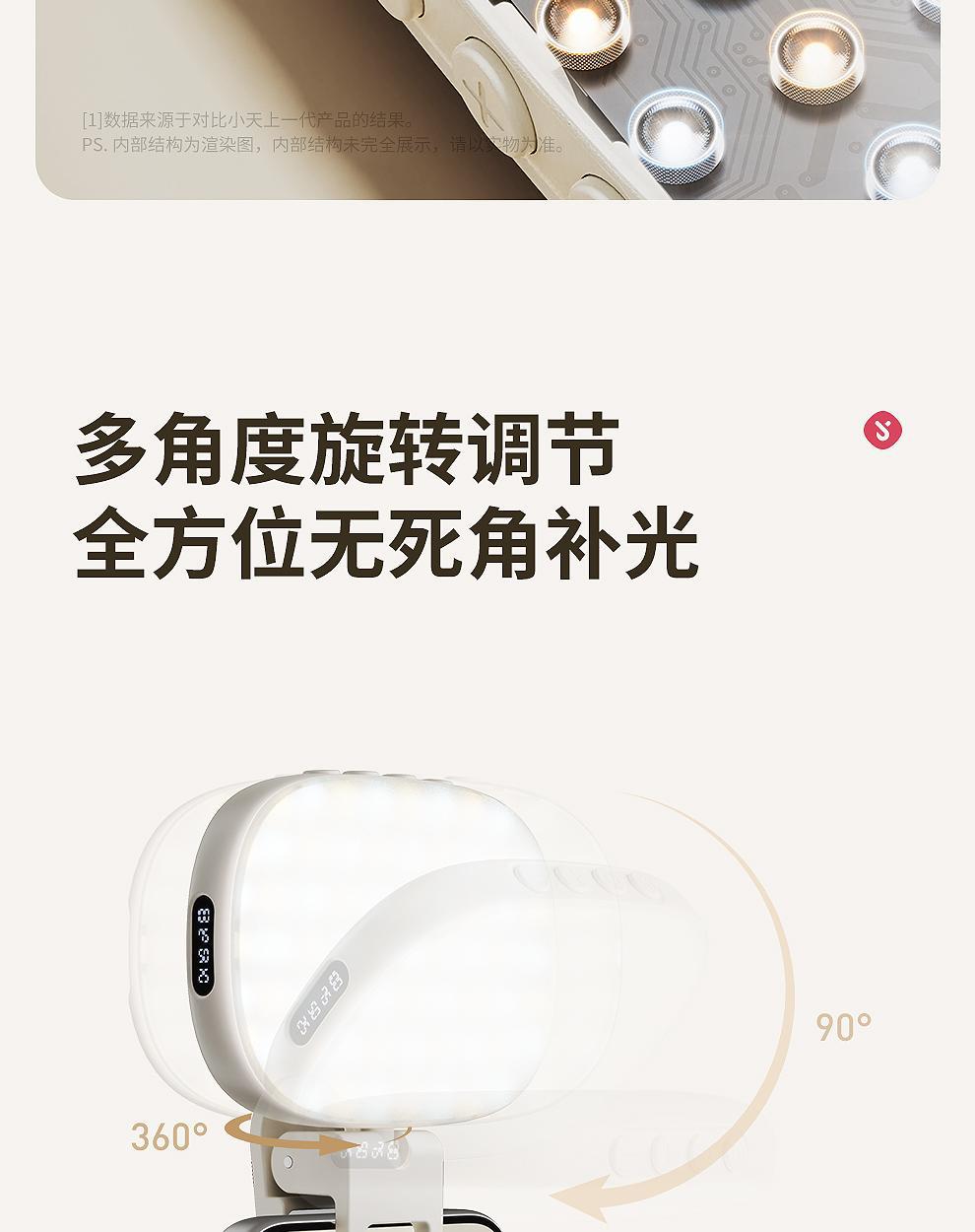 Xiaotian Big Goose Egg Beauty Fill Light Phone Selfie Soft Light Live Streaming VLOG Lighting LED Digital Display Power Long Battery Life