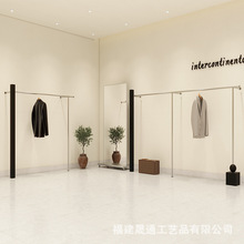 服装店展示架不锈钢黑色货架上墙架壁挂式男女装店货架挂衣杆架子