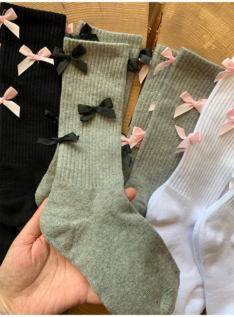 Women's Sweet Bow Knot Cotton Crew Socks A Pair display picture 3