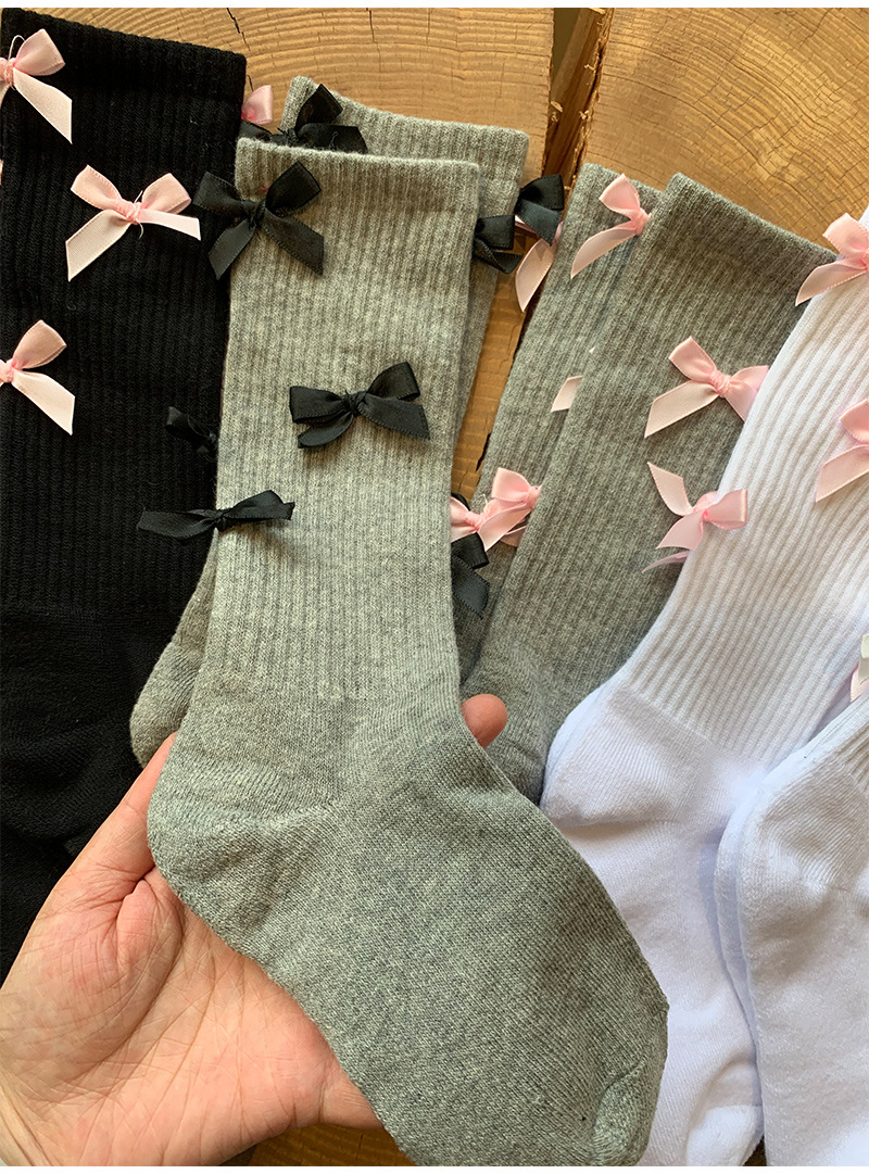 Socks Classification Women's Sweet Bow Knot Cotton Crew Socks A Pair