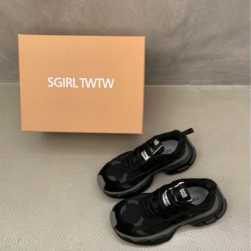 SGIRL TWTW2025韩版气质老爹鞋拼色系带厚底运动鞋轻便舒适跑步|undefined