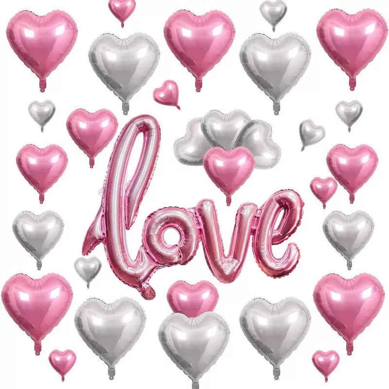 Fuchsia balloon heart shaped, set with letters