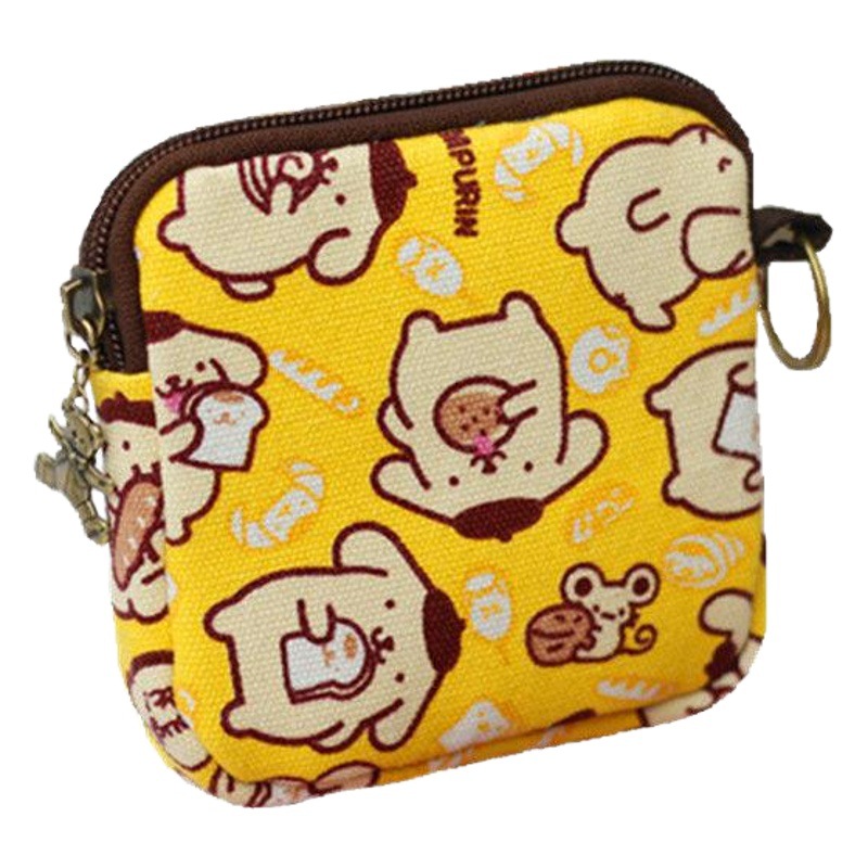 Lona de dibujos animados monedero moneda bolsa mini titular de la tarjeta pequeña bolsa cuadrada clave caso cremallera cartera corta