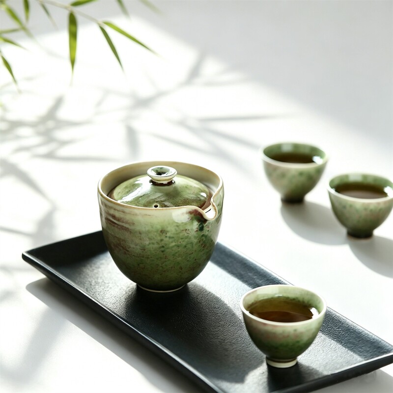 Vintage Handmade Cover Bowl Hand-made Soda Glaze Kiln Glaze Coarse Pottery Tea Bowl Boutique Tea Ware Kung Fu Tea Set