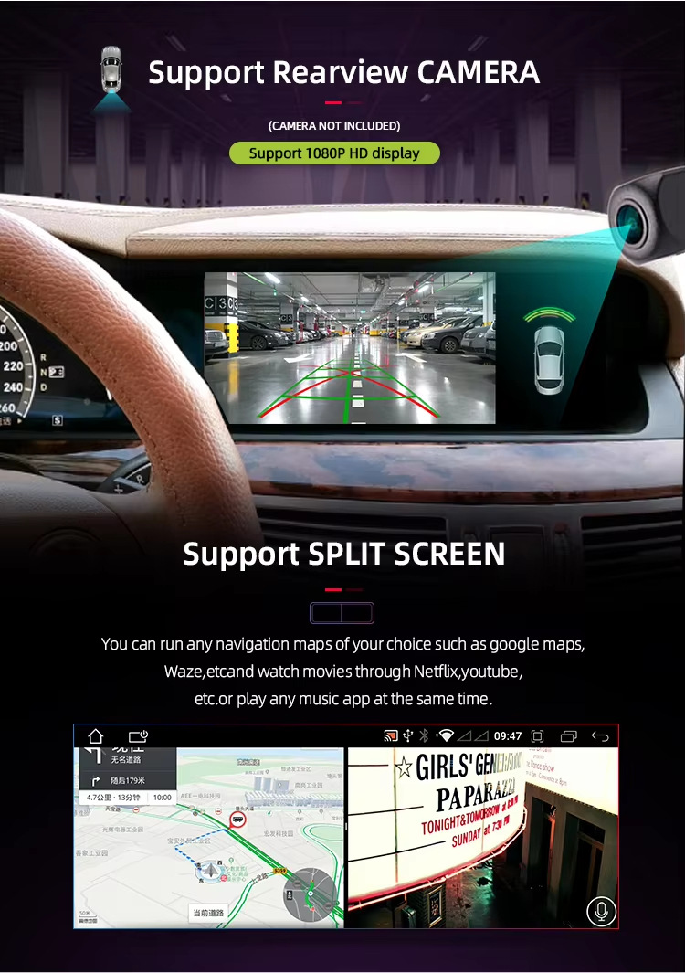 Suitable for Mercedes-Benz S W221 W222 06-09 10-15 Android car display central control large screen