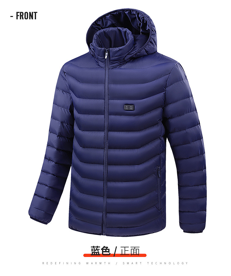 Cross-border exclusive supply of European, American and European code heating cotton-padded jackets, dual-control 15-zone intelligent constant temperature heating cotton-padded jackets for men in stock pic 17