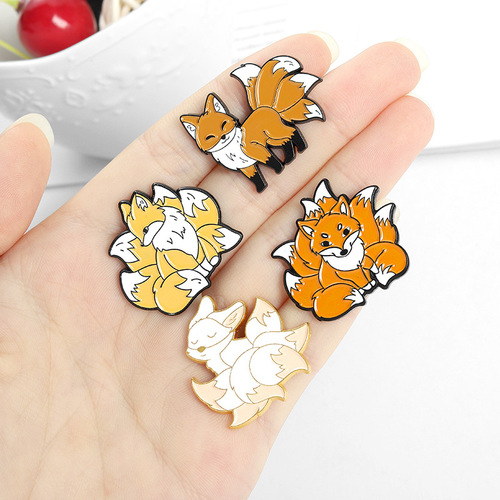 New exquisite and cute cartoon nine-tailed fox rabbit alloy brooch temperament versatile clothing badge wholesale