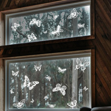 DJ8003-NH白色蝴蝶墙贴纸静电贴玻璃贴窗户橱窗双面可视装饰墙贴