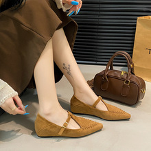 牛皮版～尖头玛丽珍鞋2025秋季百搭气质新款女内增高单鞋时尚百搭