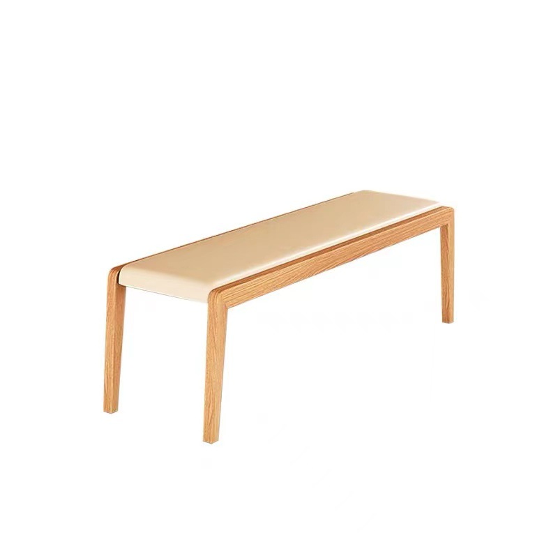 Cream-wind madera madera maciza banco de madera de cera blanca nórdica simple japonés muebles de salón zapatos taburete de cama taburete