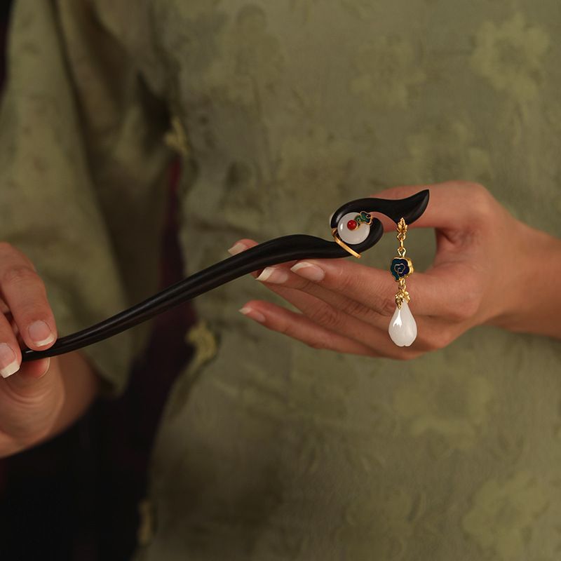 Antiguo estilo negro madera de madera de madera de cabello para mujeres Hanfu cabello de madera nuevo estilo chino cabello de estilo chino cabello de estilo chino regalos de Qixi