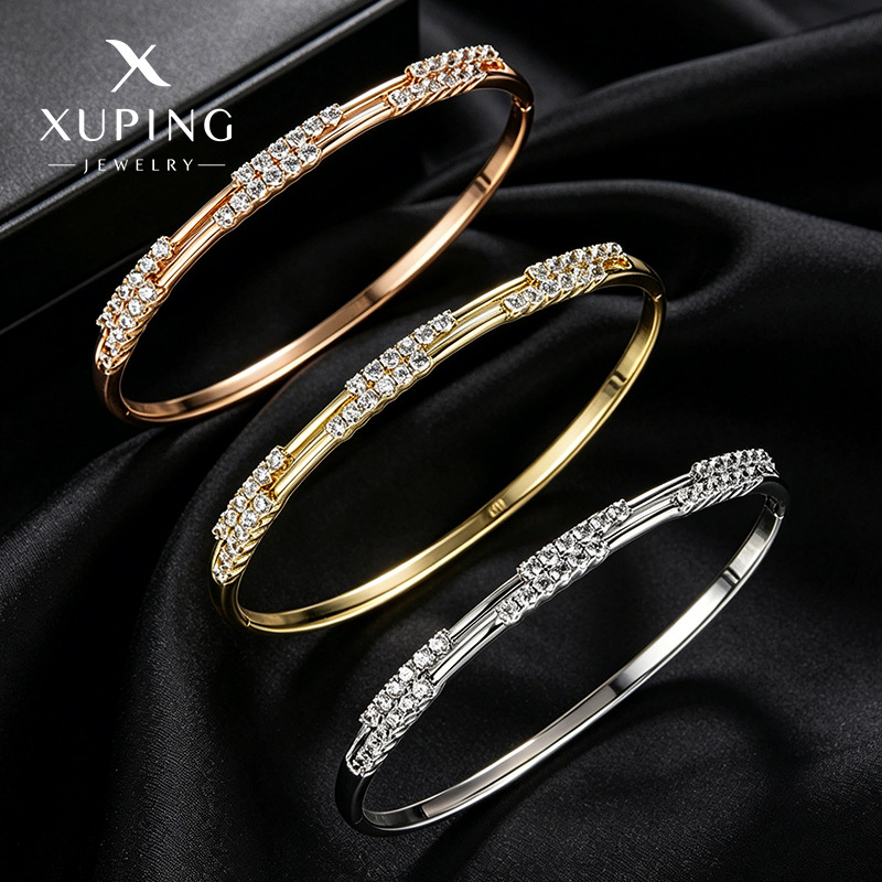 Xuping Europa y los Estados Unidos transfronterizos micro incrustado doble fila de zircon exquisita pulsera de temperamento minimalista clásica joyas de viaje diario al por mayor