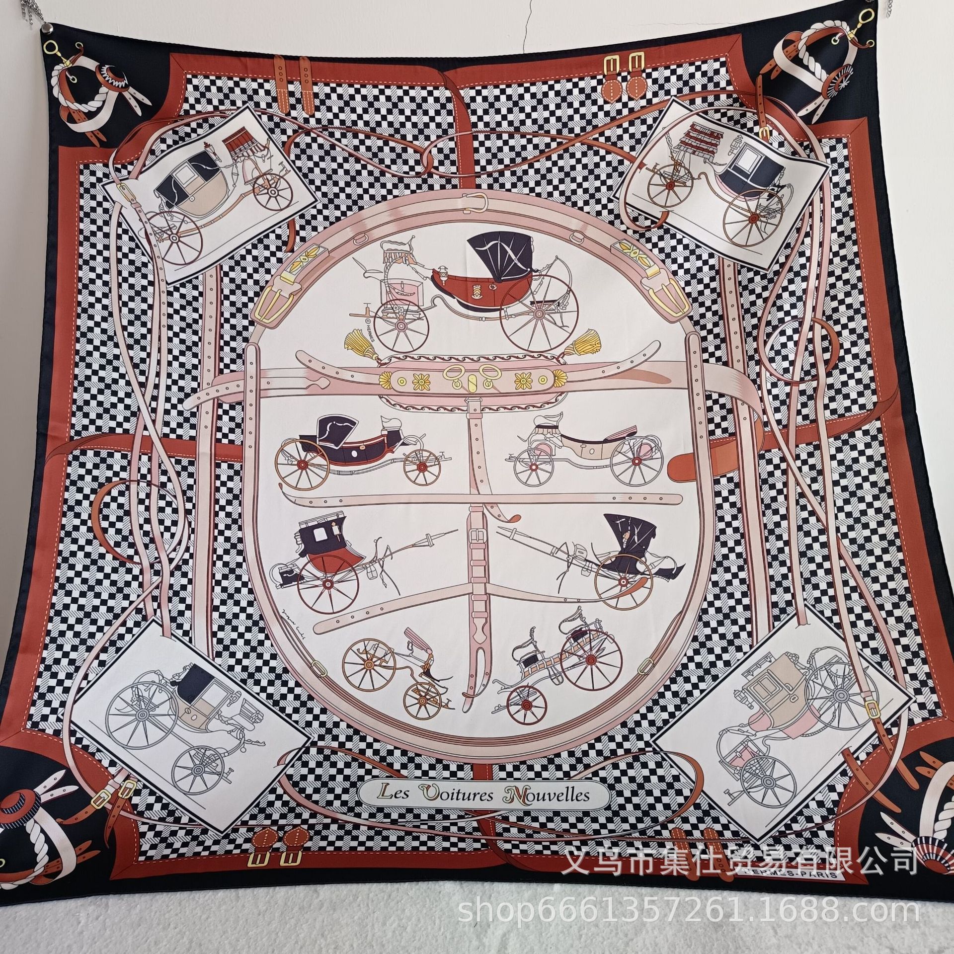 Bufandas de seda de moda europeas y americanas transfronterizas bufandas elegantes de alta calidad lujosas impresión de letras de seda impresión caliente en el extranjero