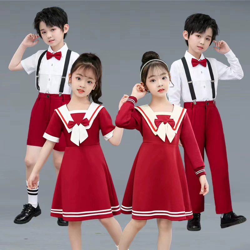 Новогодняя детская одежда для выступлений платье для учеников начальной и средней школы платье принцессы Одежда для хора костюм детский сад декламация одежда для выступлений